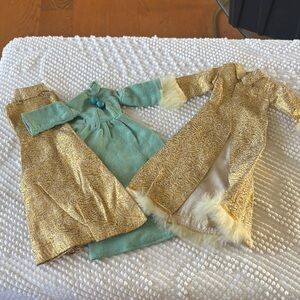Gold Brioche and Blue Dress Coat Set Vintage Barbie (c)